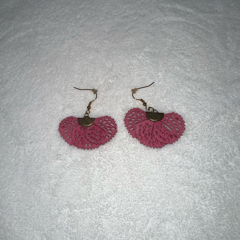 Express Pink Lace Fan Earrings